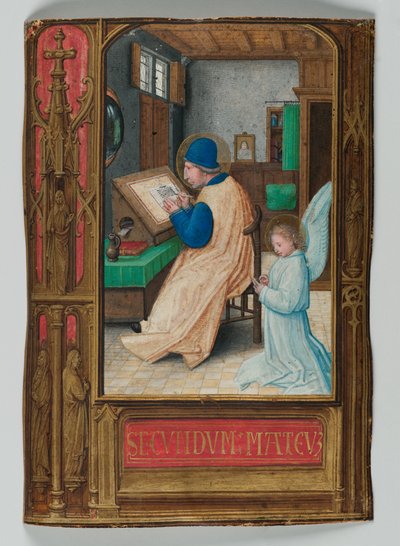 Der heilige Matthäus schreibt mit dem Engel, 1521 von Simon Bening